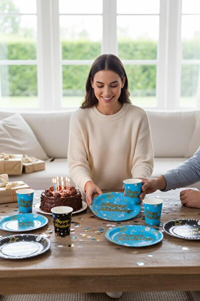 ikm balon Happy Birthday 8-Piece Plate and Cup Set