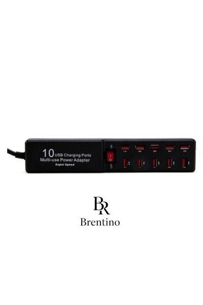 Brentino 10 PORTLU USB ŞARJ ADAPTÖRÜ MASAÜSTÜ ÇOKLU HIZLI ŞARJ CİHAZI TELEFON...