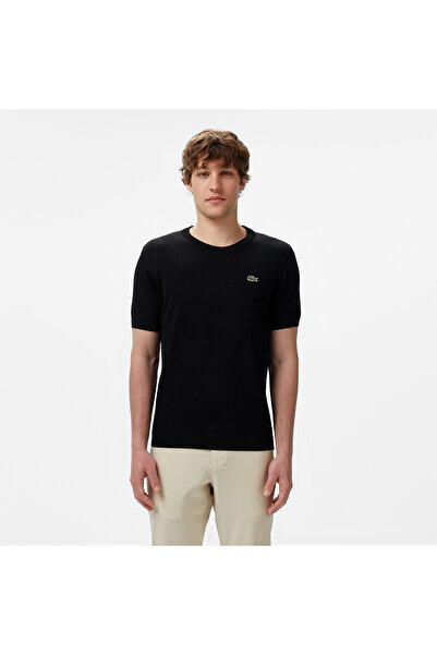 Lacoste Erkek Regular Fit Kısa Kollu Bisiklet Yaka Siyah Triko