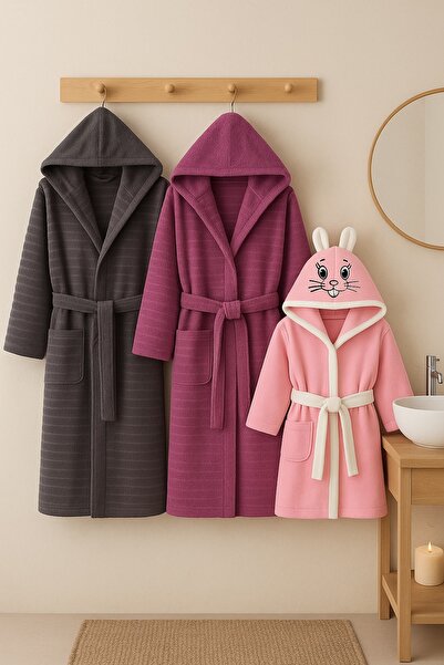 sternen glanz مجموعة روب حمام عائلية من القطن المخملي للأم والأب والأطفال