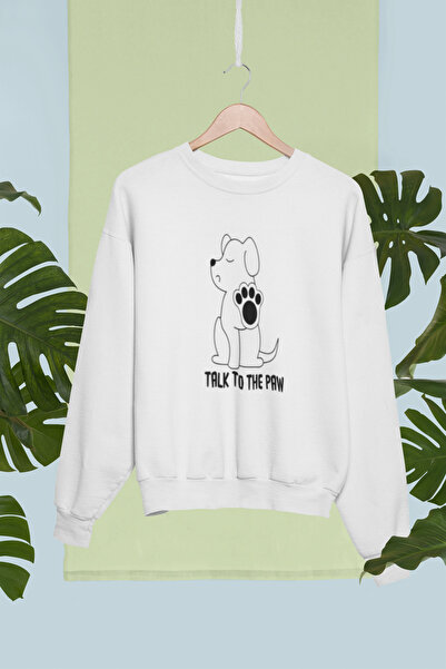 MG تي شيرت TALK TO THE PAW مصنوع من القطن بأكمام طويلة وثلاث خيوط من نوع SHA ...