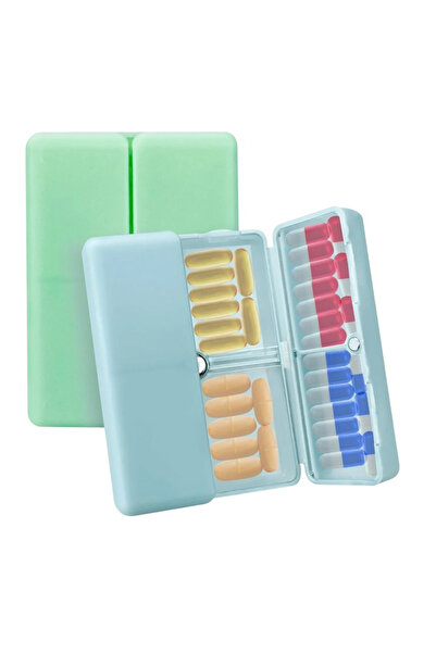 OEM Set of 2 medicine boxes, 14.5 x 10 cm, ABS, blue, green