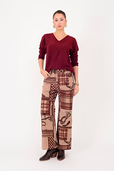 Park Moda 380213 Ethnic Pattern Trousers with Tie-Up Velvet