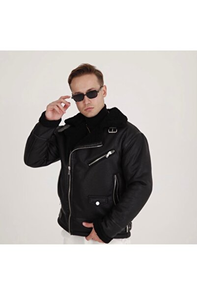 ATKGİYİM Vip Comfort: Men's Black Lambskin Look Striped Machine Washable Pilo...