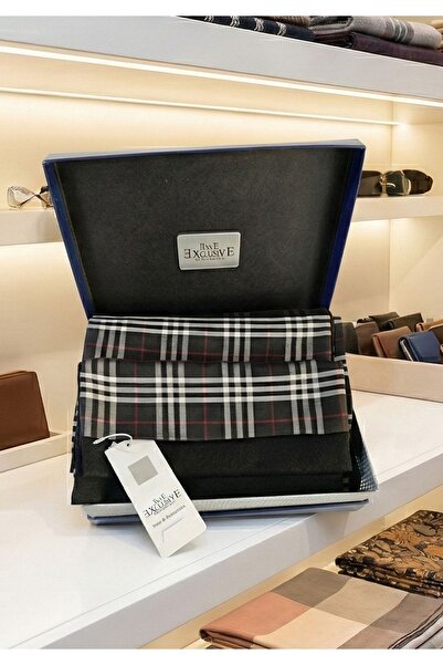 Exve Exclusive Black White Red Plaid Square Pattern Gift Double Sided Scarf in Pu Leather Box Shawl with Box Ribbed Knit
