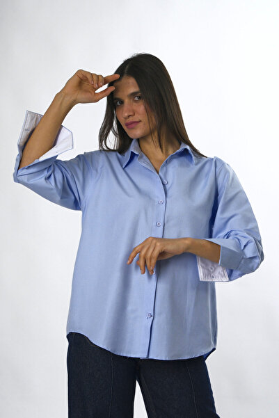 ABBRA Women's Cotton Sleeve White Cuffed Shirt