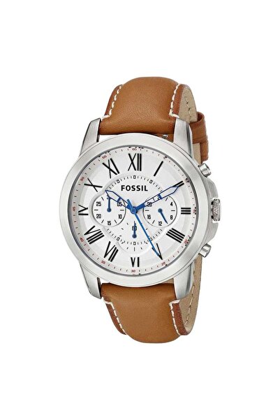 Fossil Men’s Quartz Leather Strap White Dial 43mm Watch FS5060