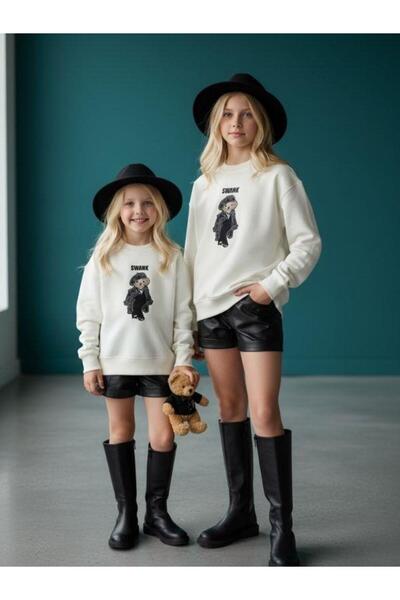 Zekids Hanorac pentru fetiță cu broderie cu ursuleț din două fire