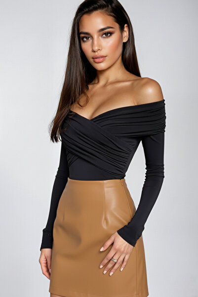 OLSAMODA BLUZĂ DE DESIGN FEMININ CU GĂRĂ ÎN CRUȘĂ, DETAIL DRAPE, DESIGN FLEXIBIL DEȚĂȚIT DEȚĂȚIT