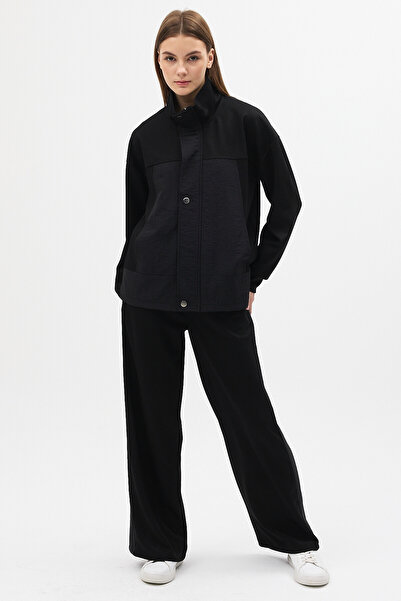 zitex ياقة مرتفعة متوسطة الطول طقم بدلة رياضية من قماش المودال مع تفاصيل من ق...