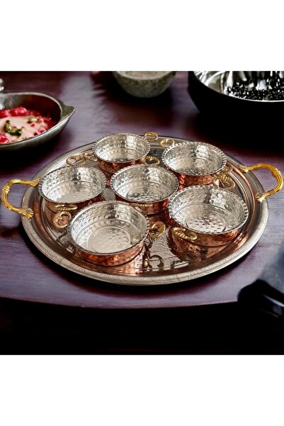 BARITCIOGLU Sunum Tabağı Tepsi Bakır Kahvaltılık Sahan Tava Takımı