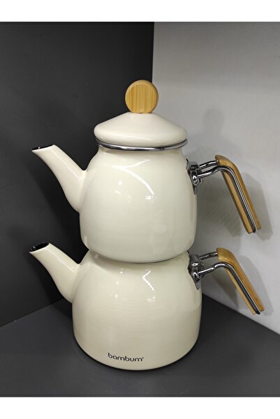 MORMAVİ BAMBUM SULTAN EMAYE BAMBU KULPLU ORTA BOY ÇAYDANLIK