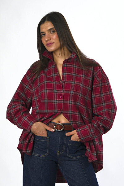 ABBRA Women's Oversize Plaid Shirt