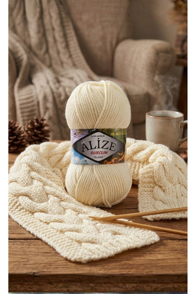 Alize Kazak, Hırka, Amigurumi İpi | Burcum Klasik El Örgü İpliği | 001| %100 Akrilik | 100gr 210mt |