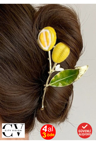 cityvision مشبك شعر معدني على شكل ليمون كبير الحجم