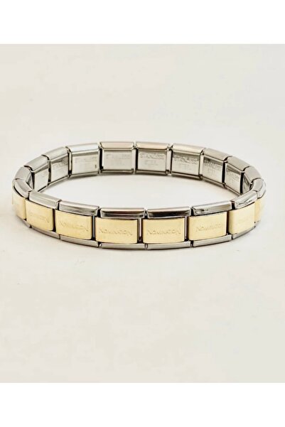 DEMİR ACCESORİES Steel Bracelet Double Color Gold-Silver Italian Charm Bracelet