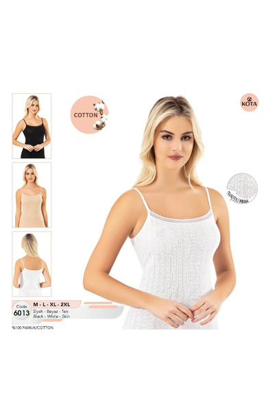 özsa 2li kota 6013 raporlu dantelli yakalı ip askılı atlet