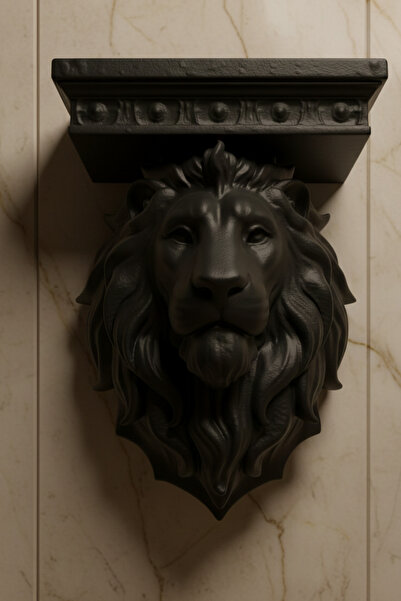 Oxyteez Dekoratif Duvar Rafı Aslan Başlı Konsol Heykel Görünümlü Lüks Salon E...