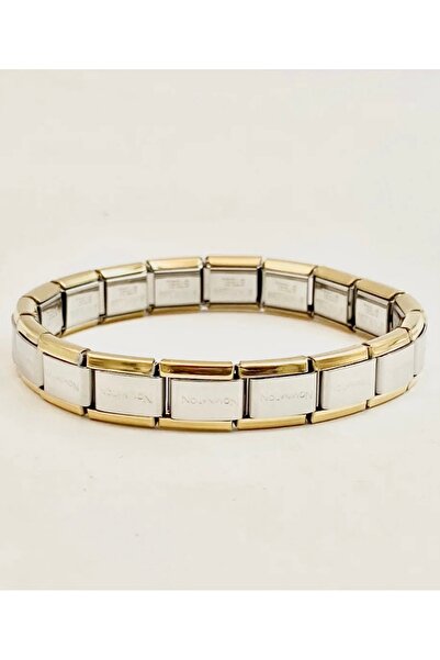 DEMİR ACCESORİES Çelik Bileklik Çift Renk Gümüş-Gold İtalyan Charm Bileklik