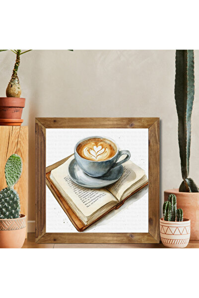 Tuba Decor Tablou pătrat cu rame din lemn latte și cafea