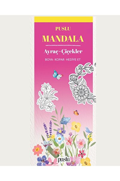 Puslu Yayıncılık Mandala Ayraç/Çiçekler (Boya-Kopar-Hediye Et)