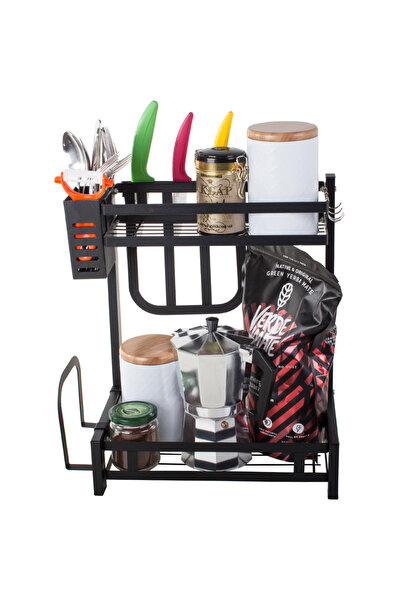 DMV Solux Ράφι αποθήκευσης κουζίνας, με 4 κρεμάστρες, αποσπώμενο στραγγιστήρι...