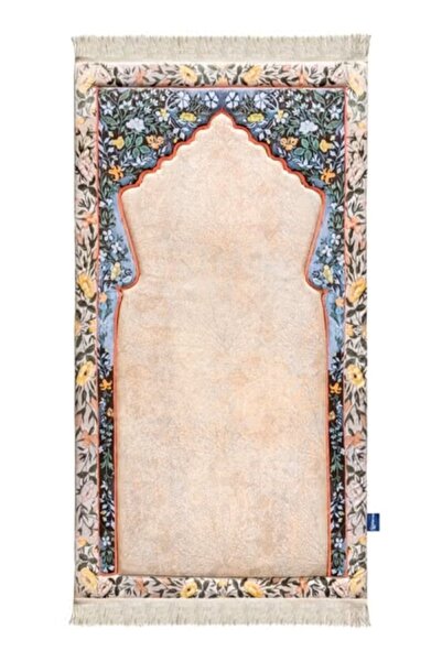 Generic Luxury Velvet Padded Prayer Mat with Floral Border – Soft Muslim rug for Daily Salah