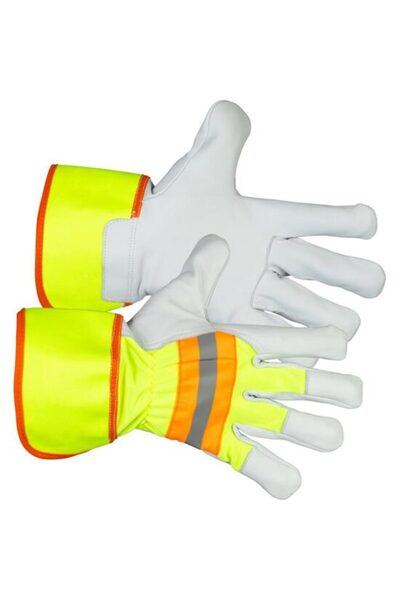 Strend Pro Γάντια από πολυεστέρα/δέρμα, ανακλαστικά, λευκά και κίτρινα, μέγεθ...