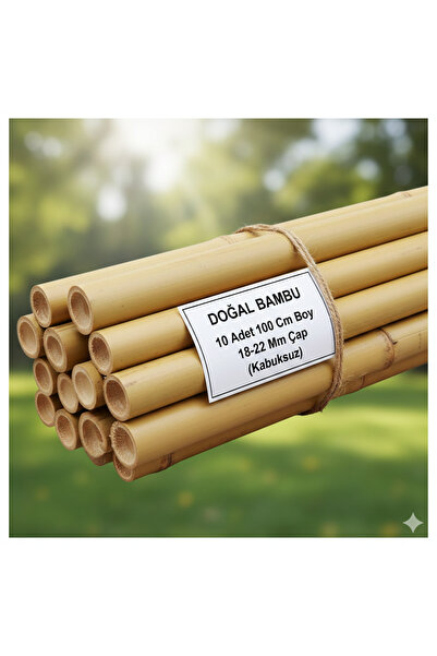TROPİKYUM DOĞAL BAMBU 10 Adet 100 Cm Boy 18-22 Mm Çap (Kabuksuz)