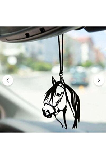 Mirfa قلادة معلقة على مرآة الرؤية الخلفية - خشب - أسود (رأس حصان)