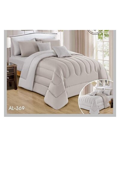 FABRIC 100% cotton. Plain double duvet. 10 pieces. Two sides in light beige/earthy and gray, providing superior softness and comfort.