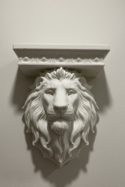 Oxyteez Dekoratif Duvar Rafı Aslan Başlı Konsol Heykel Görünümlü Lüks Salon E...