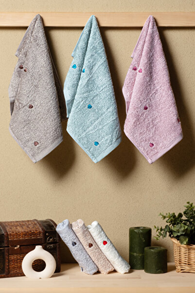 Bersay طقم مناشف مطبخ ويد من لينا، 6 قطع، 30×50 سم، 100% قطن بامبو، مطرز – ناعم، ماص ومتين