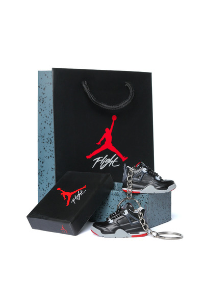 JORDAN 4 Retro Bred Reimagined Keychain Set, Box and Pouch
