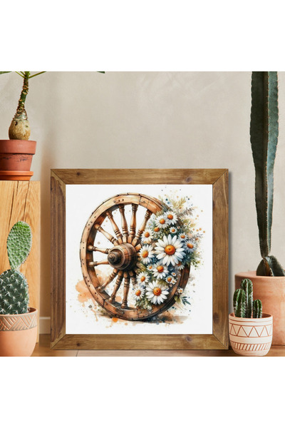 Tuba Decor Tablou pătrat cu rama din lemn margaretă