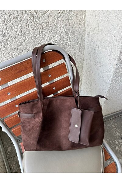 Daj Company Geantă de mână, de braț și de umăr din piele de căprioară maro am...