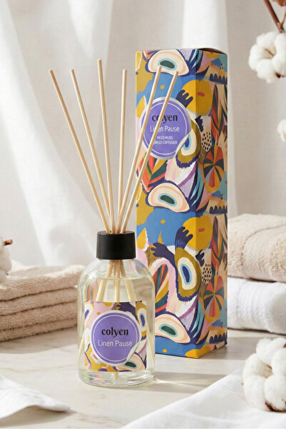 Colyen Linen Pause Çubuklu Oda Kokusu – Dekoratif Cam Şişe ve Bambu Çubuklarl...