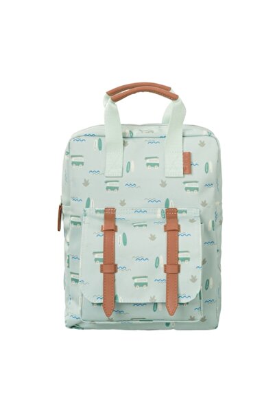 fresk Surfboy Kindergarten Backpack, Eco-Friendly Made of Recycled PET, Ergonomic, 28x22x8 cm, Green