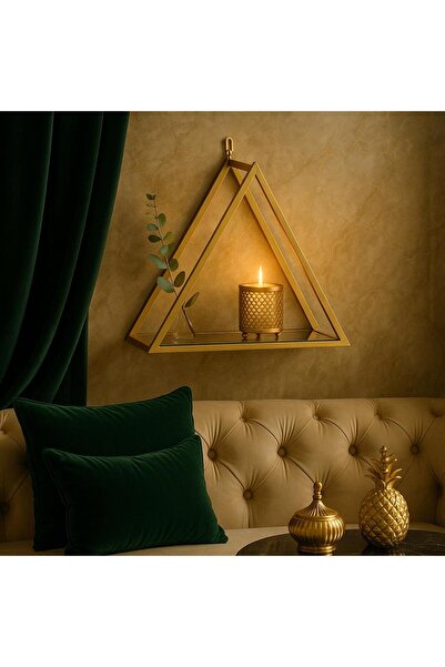 fromro Etajeră VICTORIA cu cadru metalic auriu mat și raft din sticlă