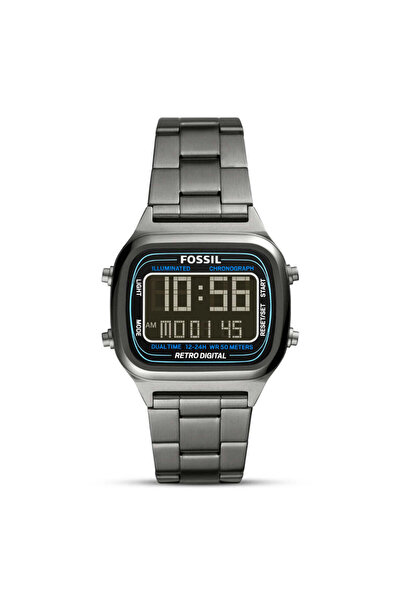 Fossil Retro Digital Smoke Stainless Steel Men's Watch | FS5846