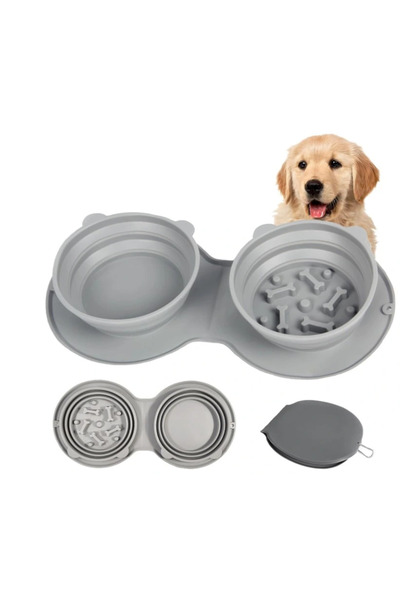 Twin Store Mikopet Foldable Double Food and Water Bowl