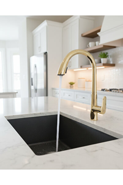 EMFA AKSESUAR Gold Spiral Kitchen Faucet - Gold Hidden Spiral Kitchen Faucet