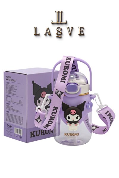 kuromi قارورة مياه للأطفال منقوشة للموسم الجديد مرخصة بسعة 820 مل مع حزام مقاوم للتسرب وشفاطة ومقبض للحمل