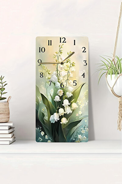 kutuTR 3D Görünümlü 2D UV Baskı MDF Tablo Saat 20x40 cm – Müge Çiçeği Desenli...