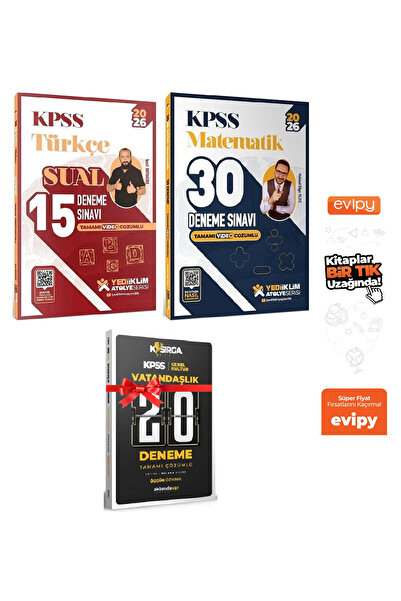 evp akademi Yediiklim Atölye | 2026 KPSS Türkçe + Matematik 45 Deneme + Vatan...