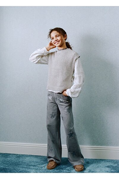 MANGO Kids Parlak yıldızlı jean pantolon