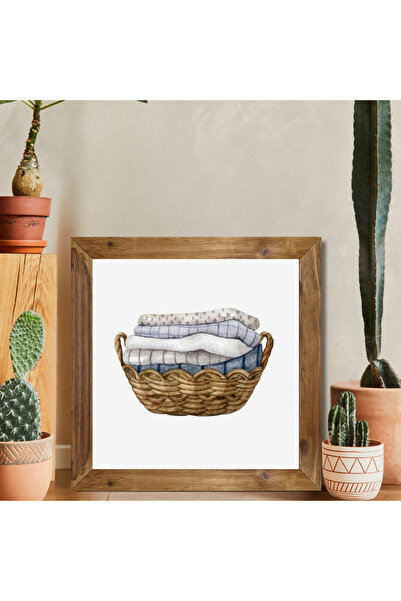 Tuba Decor Tablou pătrat cu cadru din lemn, coș de baie