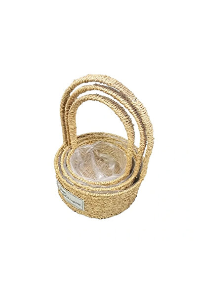 Marsilyan Ieg. ™   Round natural wicker basket set - set of 3