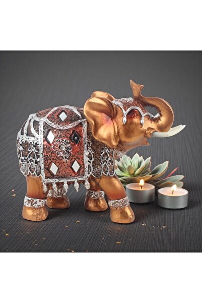 e-life shop Lüks Ayna & Nakış İşlemeli Feng Shui Şans Getiren Fil Heykeli Dek...