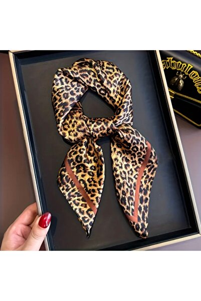 Accessories Hei Brown Leopard Print Stylish Silk-Look Women's Accessory Scarf Foulard